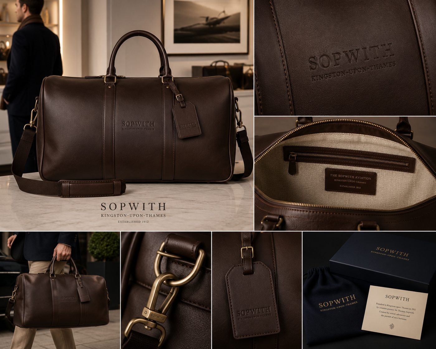 Sopwith brown leather holdall